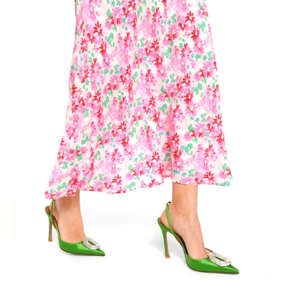 RIXO 100% Silk Pink & Green Floral Dress (Nwot) - Picture 9 of 9